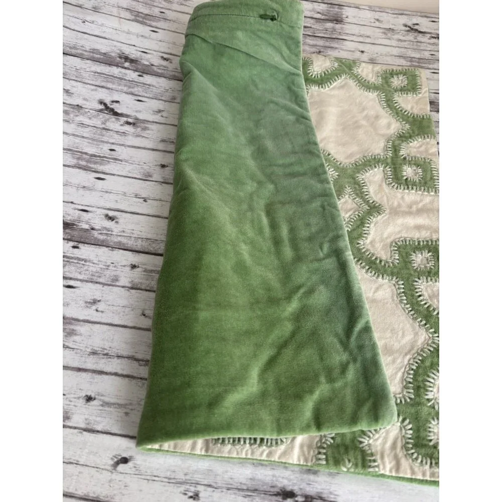 POTTERY BARN Set Pillow Shams Stripes Velvet Red Green‎ COTTON LINEN Pillowcases